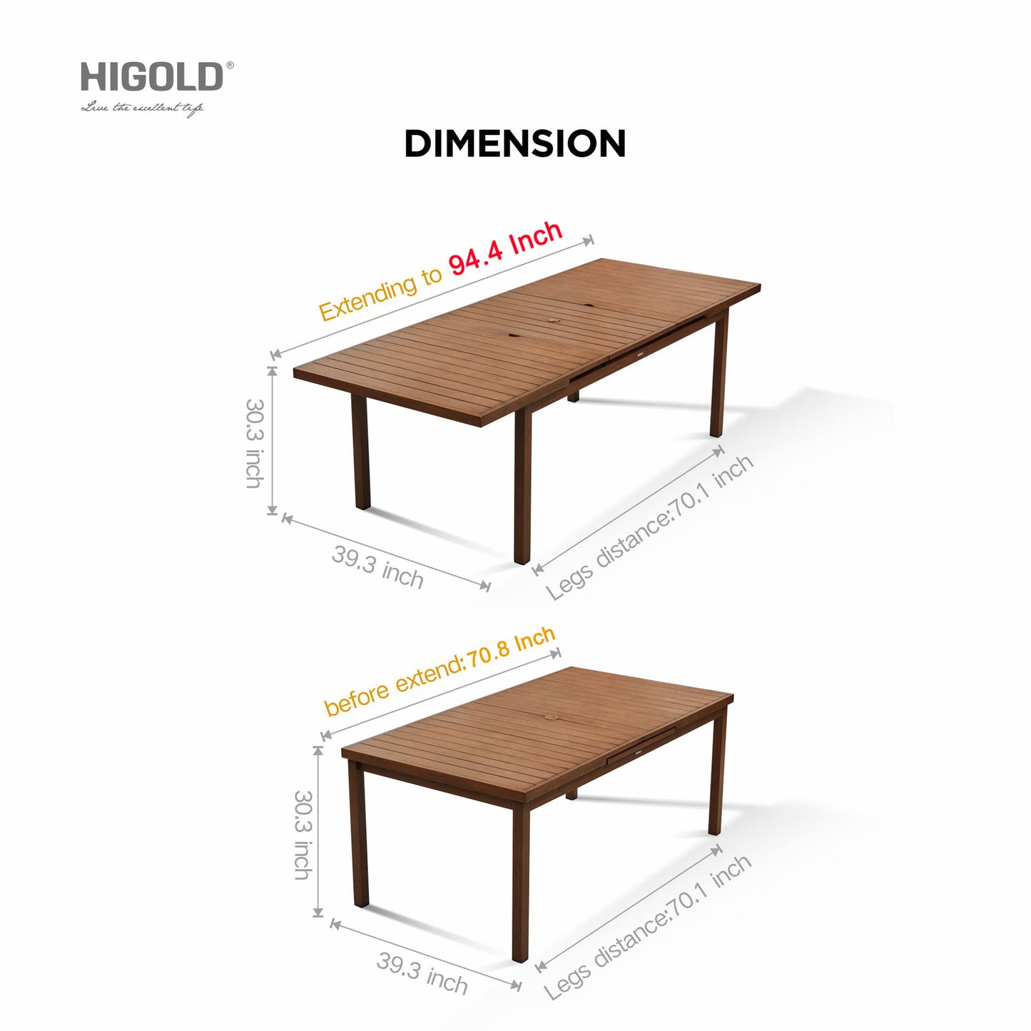 HIGOLD Carlo 9 Pieces Extendable Outdoor Patio